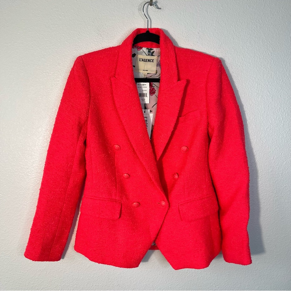 L’agence Kenzie Double Breasted Blazer in Diva Pink Size 4 Office Workwear NEW - Picture 4 of 11